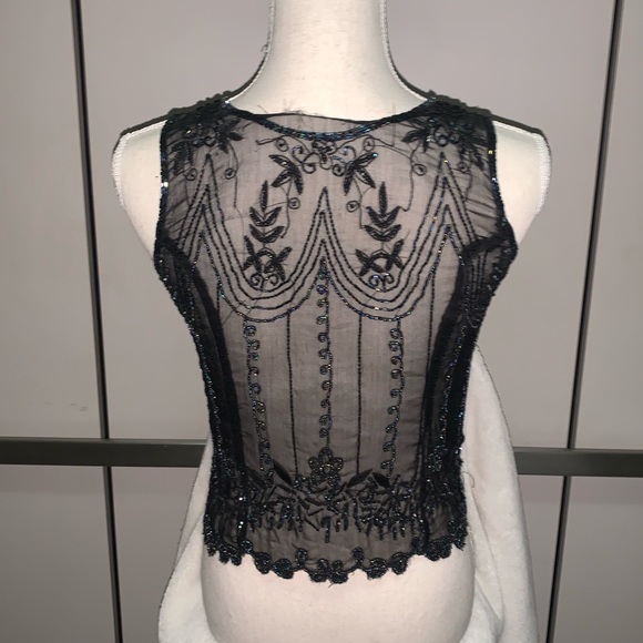 Handmade Beaded Silk Corset Style Top - Picture 5 of 6